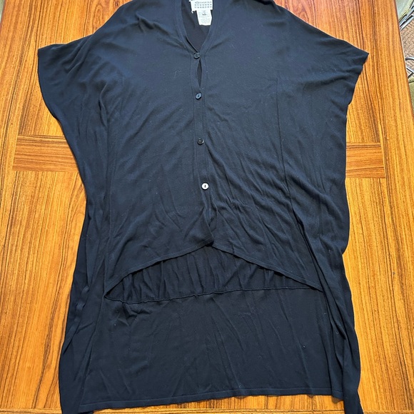 Maison Margiela Black Viscose sleeveless dramatic cardigan - Picture 3 of 6